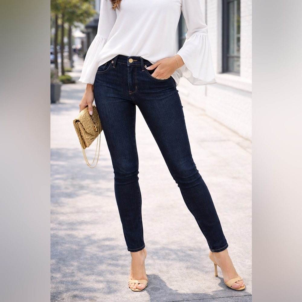Principle Dark Wash Skinny Jeans Women 29 High Rise Stretch Denim Slim Fit - Picture 4 of 10